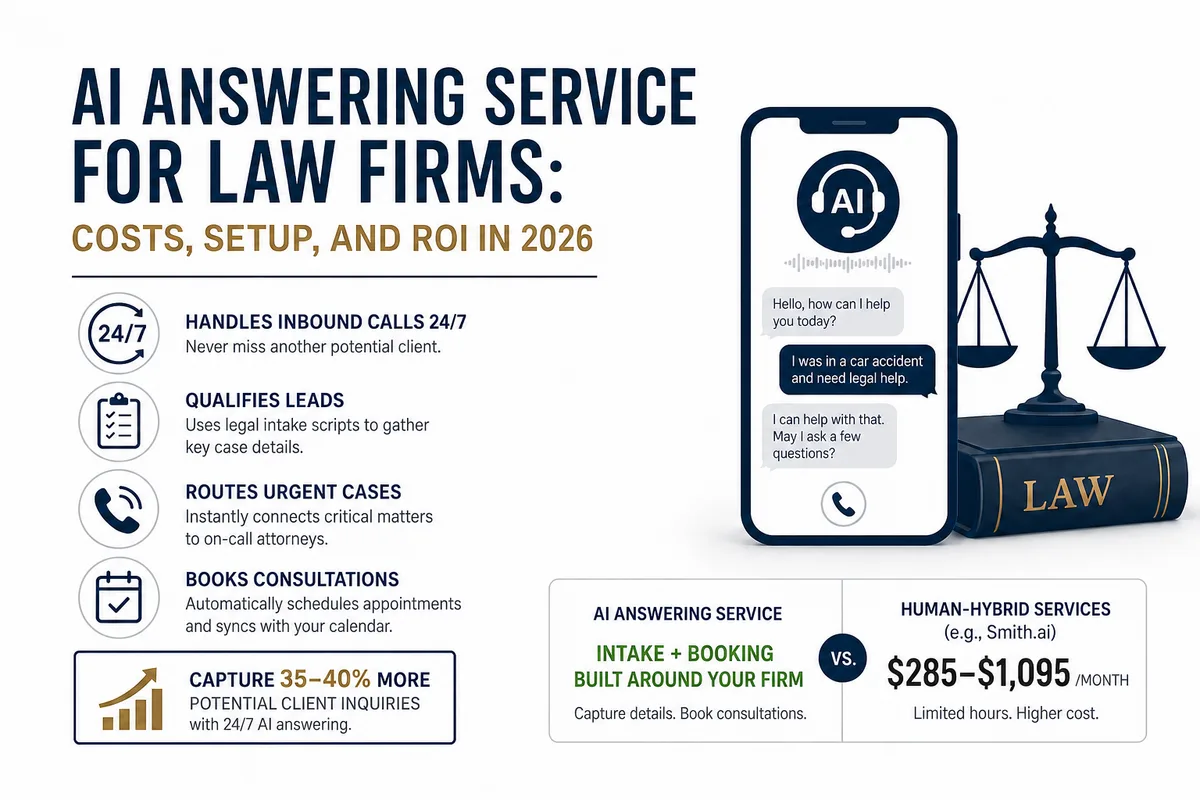 AI Answering Service for Law Firms: Costs, Setup, and ROI in 2026