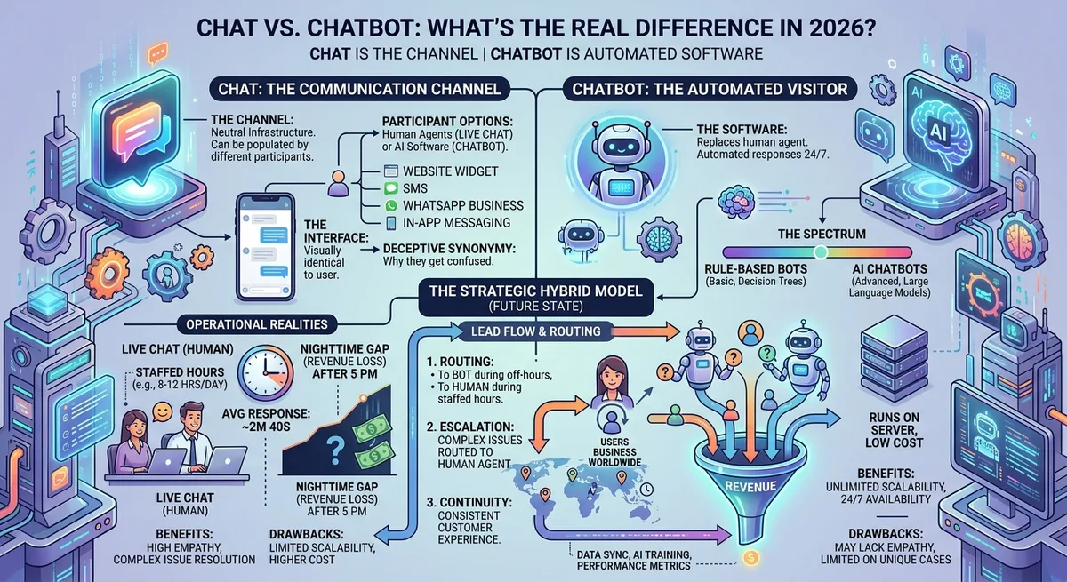 Chat vs. Chatbot: What's the Real Difference in 2026?