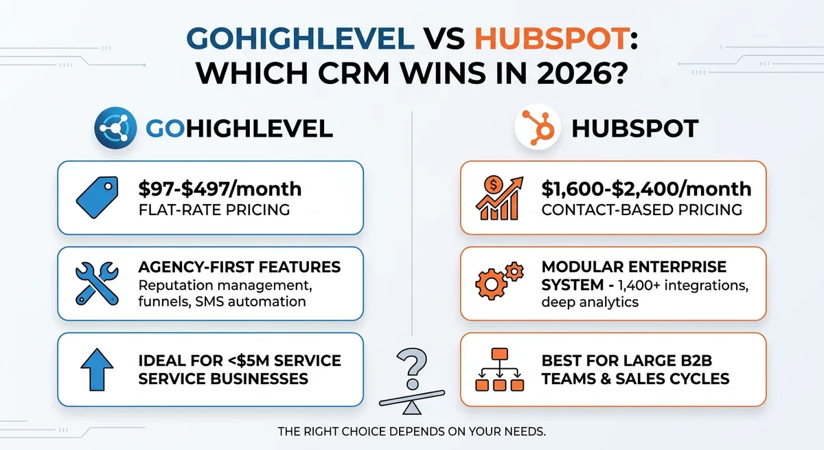 GoHighLevel vs HubSpot: Which CRM Fits in 2026?