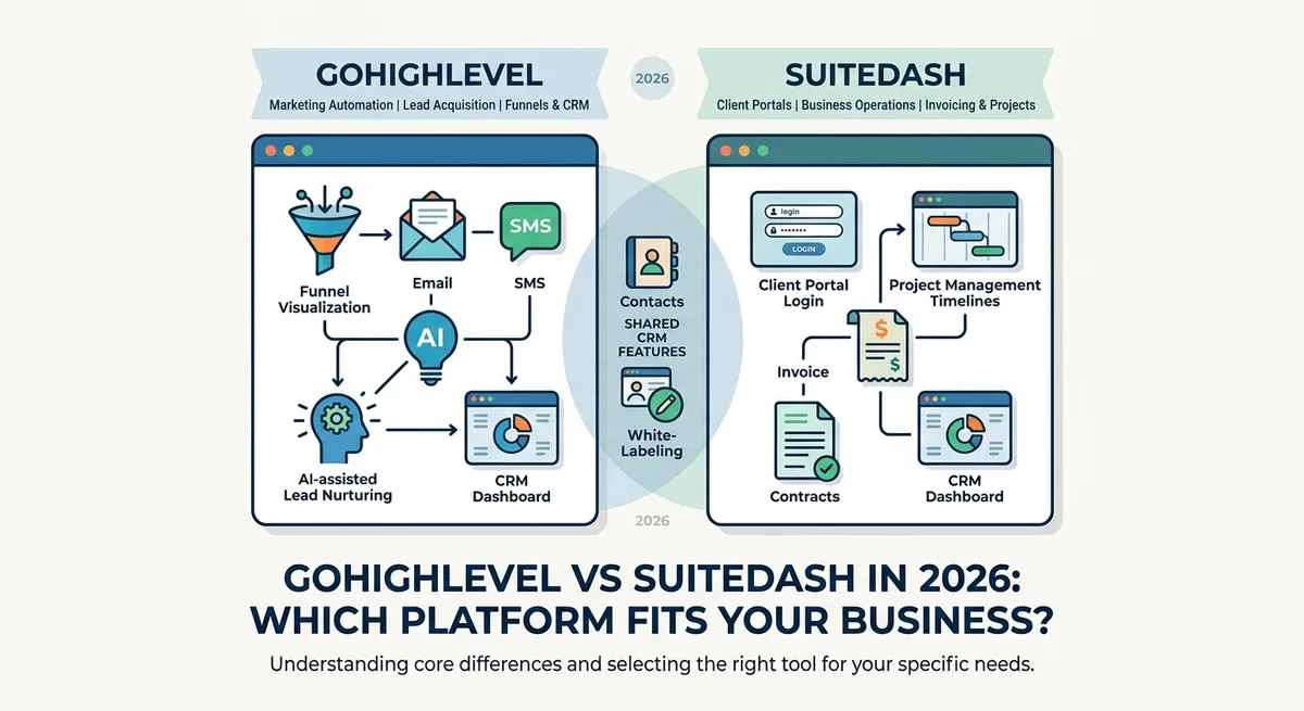 GoHighLevel vs SuiteDash in 2026: Which Platform Fits Your Business?