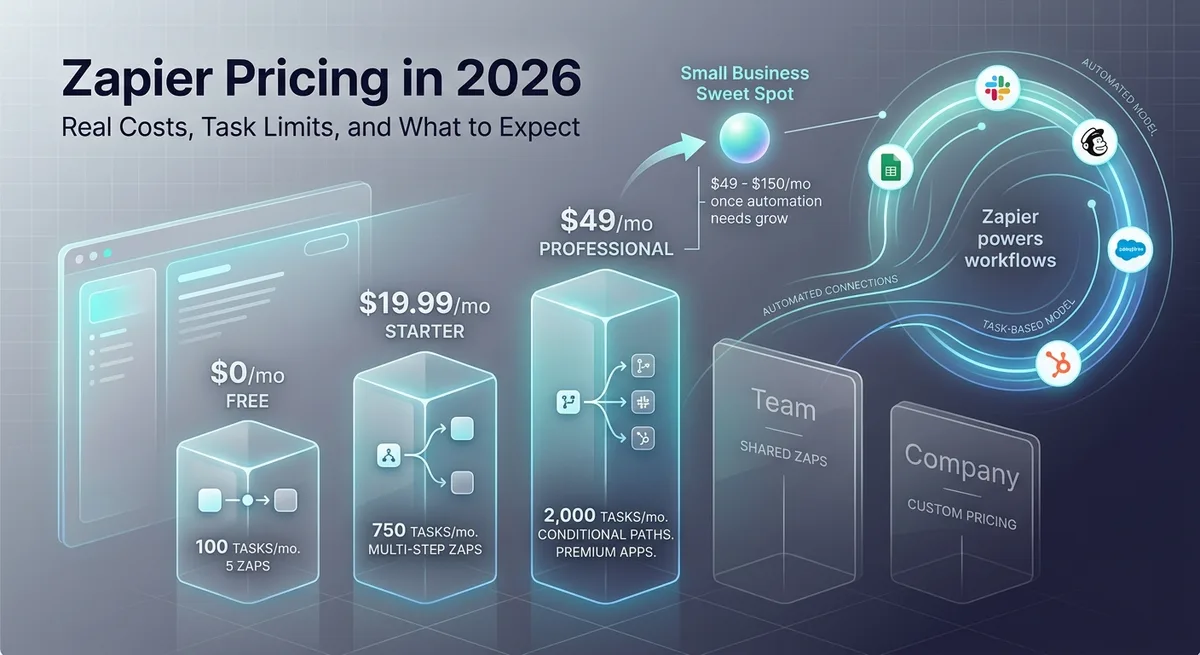 Zapier Pricing 2026: Plans, Task Limits, and Real Costs