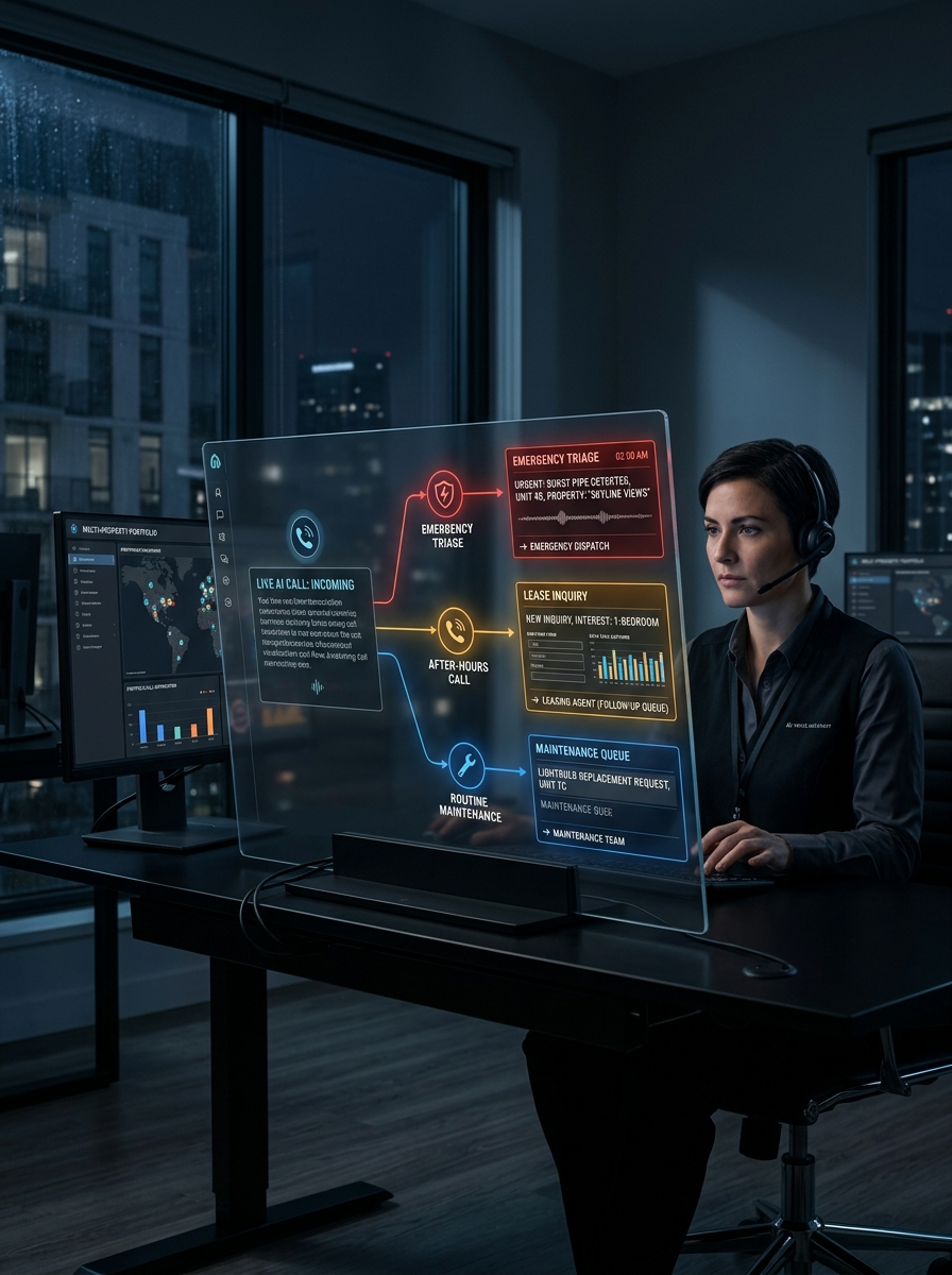 AI receptionist handling property management companies calls